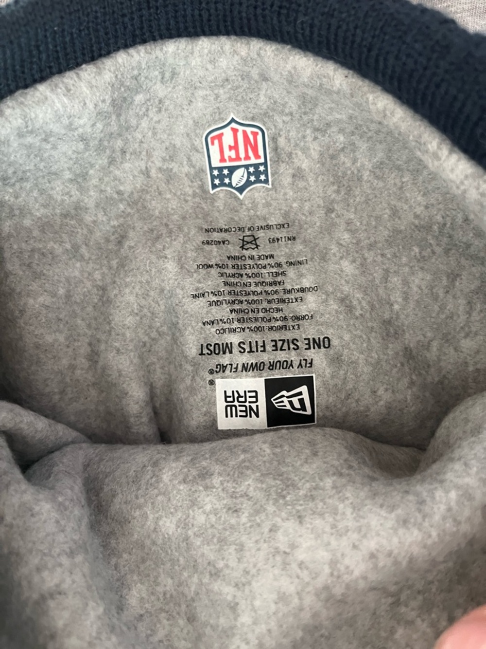 Fanatics Gray New England Patriots Champions T-Shirt with Navy & Red Knit Beanie - Picture 7 of 7